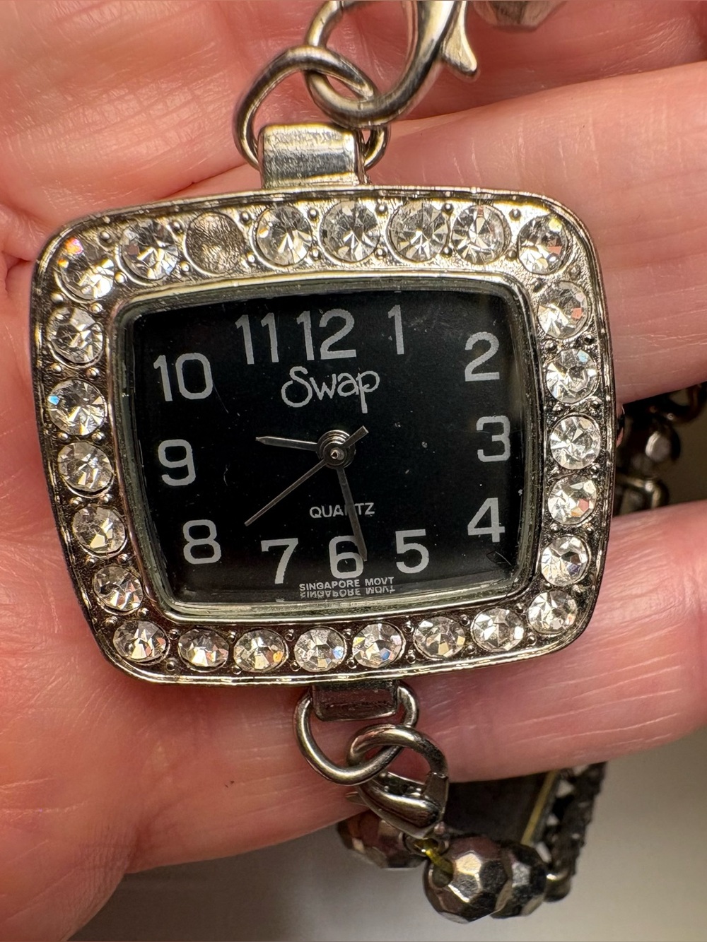 Women's Black Dial Crystal-Accent Bracelet Watch